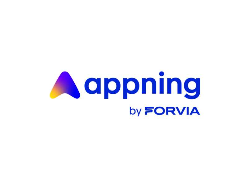 Logótipo Appning by Forvia com gradiente; Appning by Forvia logo with gradient.