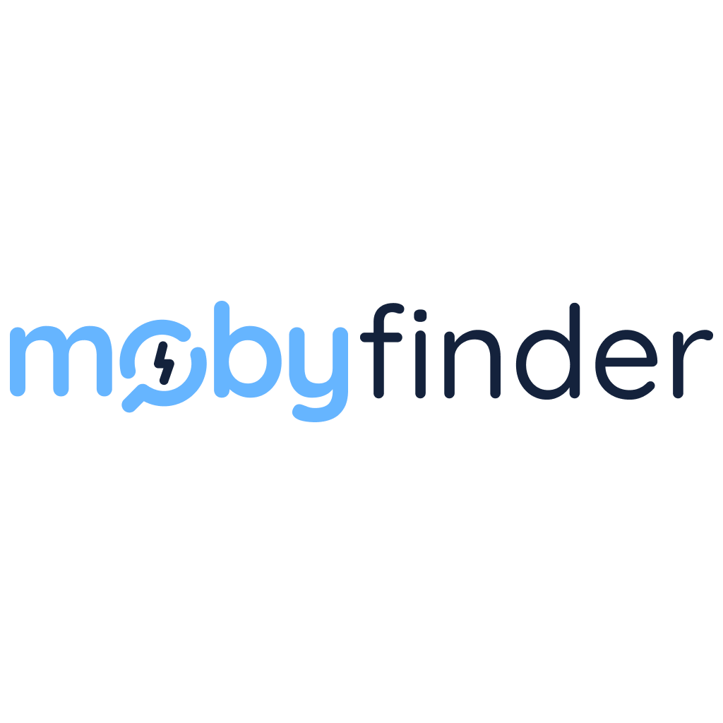 Português: Logótipo MobyFinder com texto azul e preto; English: MobyFinder logo in blue and black.